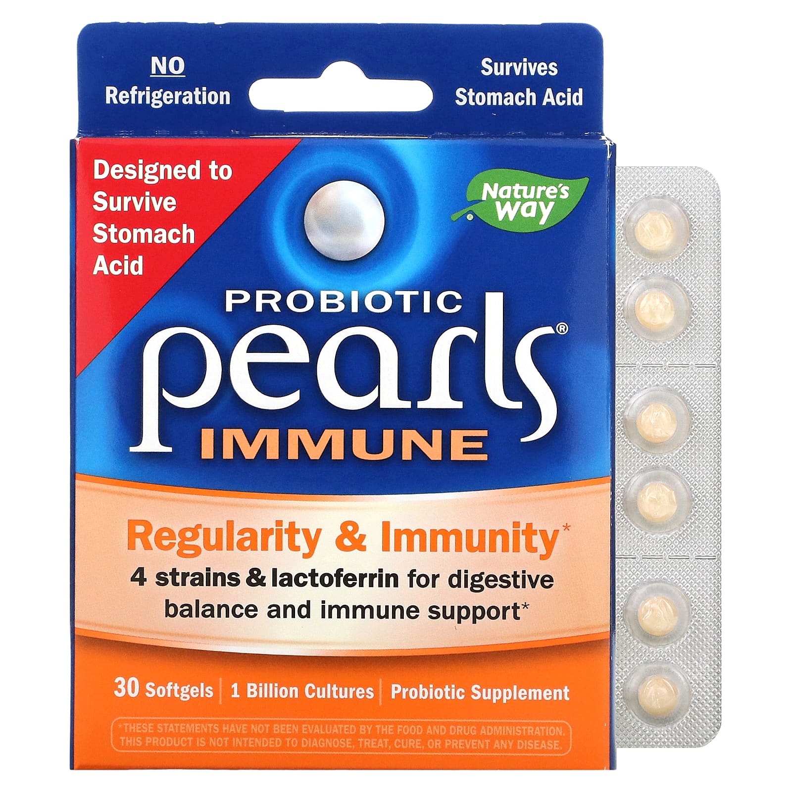 Nature’s Way, Acidophilus Pearls Immune, 30 Softgels UPC 763948044030 | HiLife Vitamins